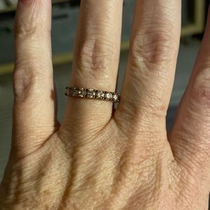 Dainty Pink CZ Gold plated 925 SS Ring, Size 9